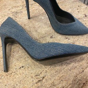 St Laurent Denim Heels, Never Worn, Made in Italy